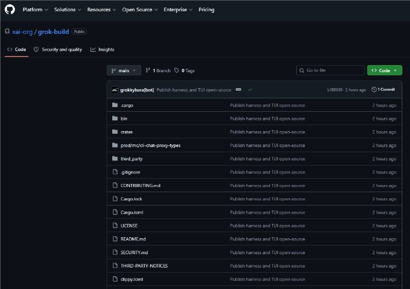 xAI把Grok Build的源代码全摊开了：自己编译、本地离线跑，连每一行工具调用都看得见AI编程代理圈又迎来一颗重磅炸弹