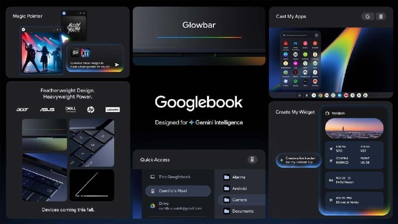 Google 将推出“Googlebook”取代 Chromebook，深度整合 Gemini AIGoogle 正携手宏碁、华硕、戴尔、惠普、联想，今秋推出“Googlebook”笔记本，取代传统 Chromebook 品牌