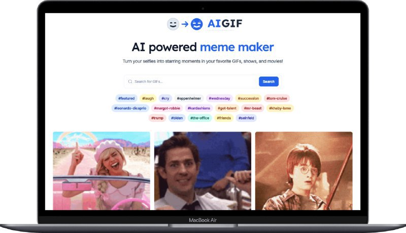 #在线生成 #网站🙂 AIGIF - 在线生成换脸表情包选择一个 Gif 表情，然后上传人脸，稍等片刻网站就会生成一个换脸表情用电脑生成有水印，手机生成没有