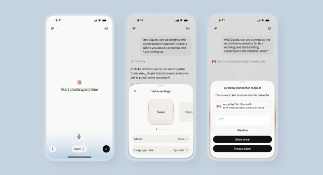 Anthropic升级Claude语音模式：支持Opus/Sonnet/Haiku三档切换，可直接调用Gmail和Notion等外部应用在OpenAI推出新一代对话模型并升级ChatGPT语音功能数周后，Anthropic于 7 月 23 日正式发布针对Claude语音模式的重大更新
