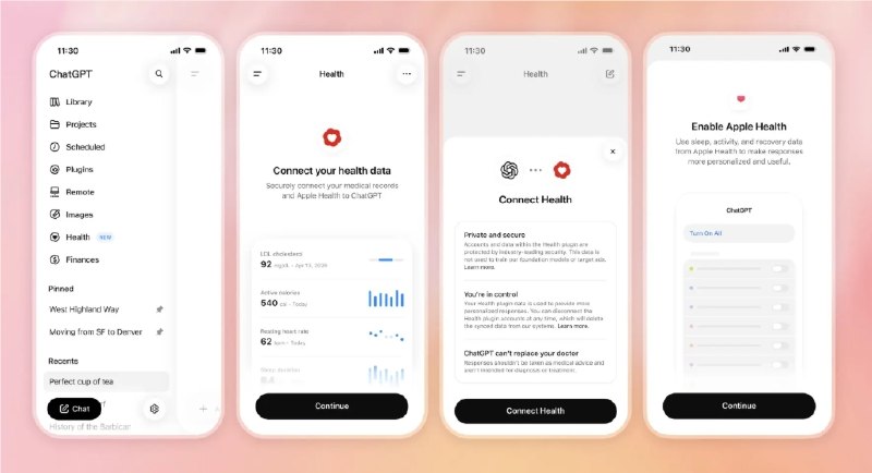 ChatGPT Health 全美敞开：接入 Apple Health 与电子病历，你的体检单它能读懂了OpenAI 今天给全美18岁及以上的登录用户递出一把钥匙——正式取消候补名单，把全新的 Health（健康）功能全面开放
