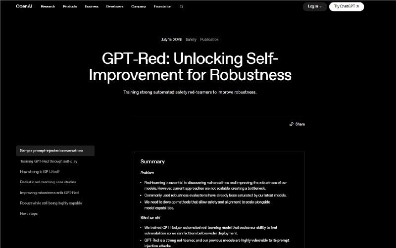 OpenAI 开启 AI 安全飞轮：GPT-Red 如何重新定义模型鲁棒性在追求更强大 AI 能力的同时，模型如何确保自身安全已成为行业核心命题