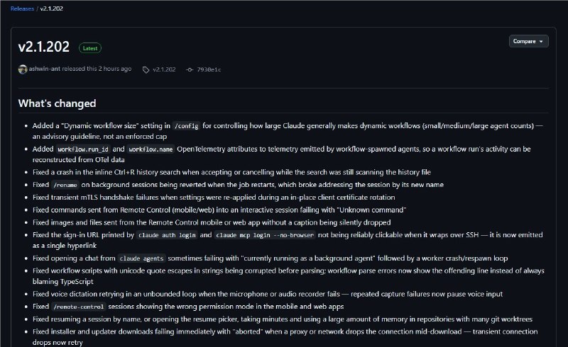 Claude Code 迎来 v2.1.202 更新：远程控制与工作流稳定性大幅提升对于 Claude Code 的深度用户而言，最新发布的 v2.1.202版本无疑是一次诚意满满的升级