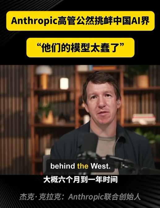 Anthropic联合创始人：中国模型目前落后西方约6个月到一年 因为