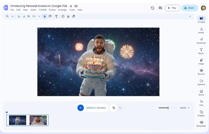 Google Vids引入Gemini Omni模型 并支持生成个人专属AI数字人尽管OpenAI的Sora可能已经关停，但Google显然认为用户对于在AI视频中“亲自出演”依然抱有浓厚兴趣