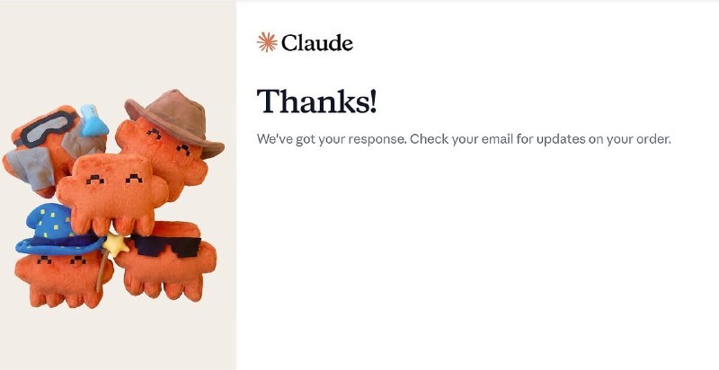 🤖 Anthropic 开始给 Claude 用户送实体周边了用户进入 Claude Dev 网站并打开 terminal 后，输入 /plushies，即可进入 Claude 毛绒玩具的登记领取流程；如果想领取贴纸，则可以输入 /stickers