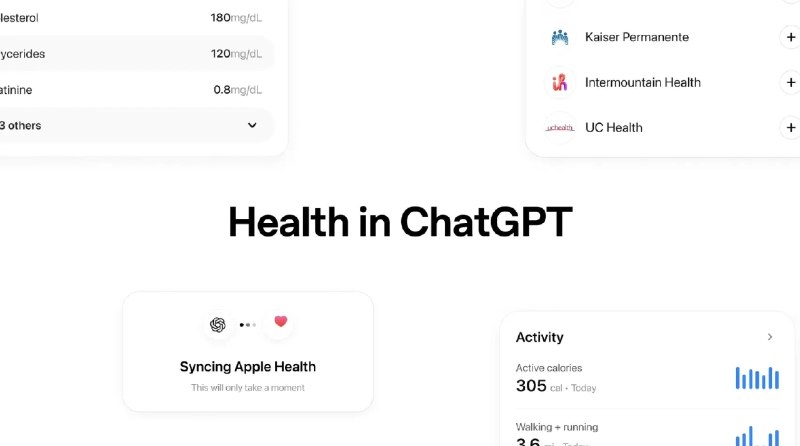 OpenAI全面开放ChatGPT Health功能：整合Apple Health与电子病历 覆盖全美成年用户针对全美18岁及以上的登录用户，OpenAI今日宣布正式取消候补名单，全面开放其全新的Health（健康）功能