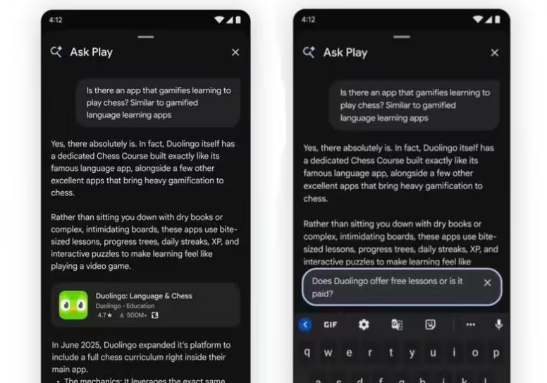 谷歌推出 “Ask Play”：全新对式应用筛选体验在 2026 年谷歌 I/O 开发者上，谷歌宣布推出全新的 “Ask Play” 功能，在改善用户在 Play 应用商店中寻找应用和游戏的体验
