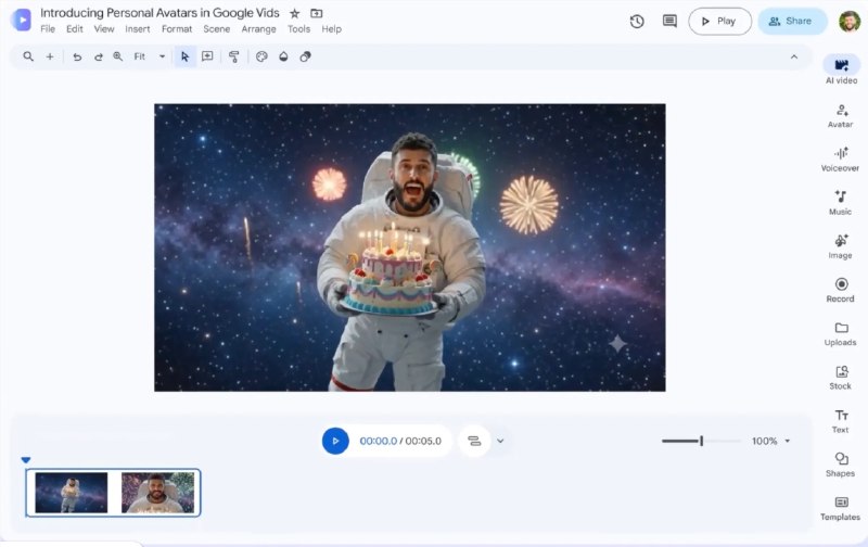 Google Vids引入Gemini Omni模型 上传自拍+音频就能定制专属数字分身哪怕OpenAI的Sora可能已经退场，谷歌依旧认定，用户想在AI视频里亲自出镜的那股执念并没有降温