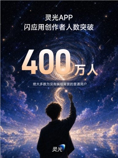 灵光App闪应用创作者超400万人，普通人正成为AI应用创作主力AI应用创作正从专业开发走向普罗大众